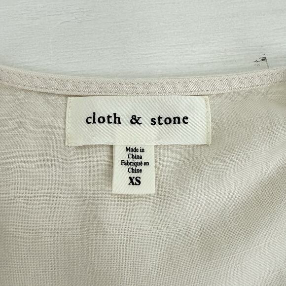 Anthropologie Cloth & Stone Peplum Top XS Linen Blend Preppy Neutral Minimalist - Picture 8 of 16